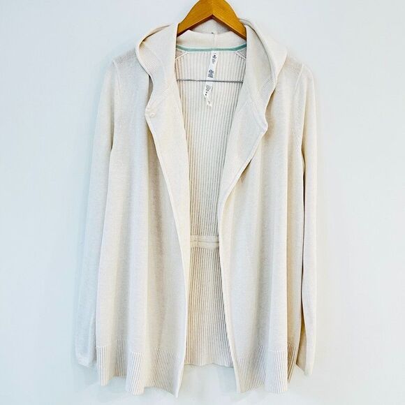 Lululemon Peace Of Mind Soft Wrap Hooded White Cardigan Sweater Size 10 - Picture 2 of 11